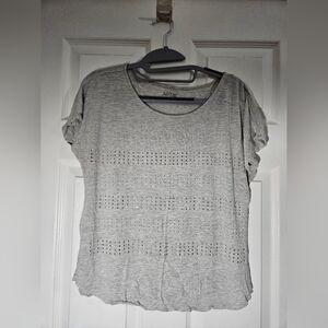 Apt. 9 Silver Bling Gray Cuffed Sleeve Boxy T-Shirt